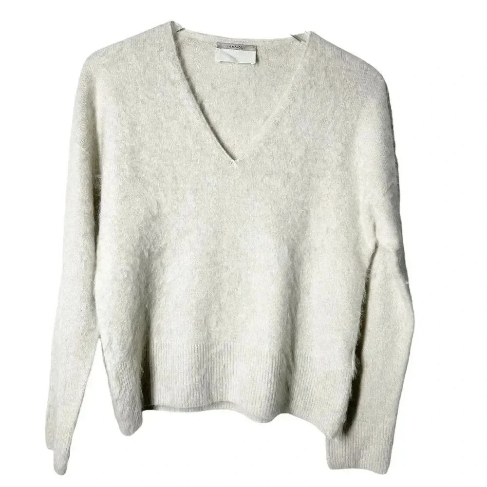 ENRICA JAPAN 100% cashmere v-neck sweater cream size small